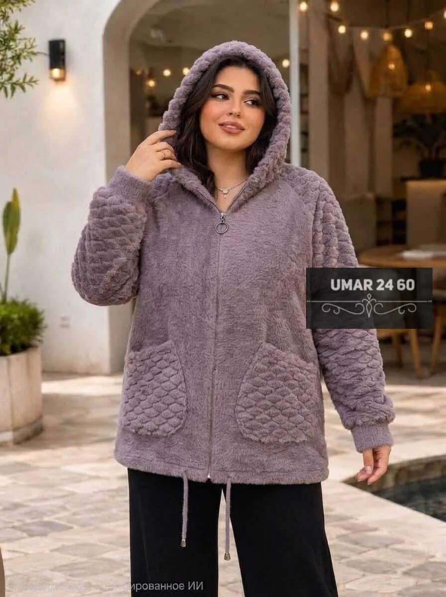 Кардиган с капюшоном из альпака — фото 2