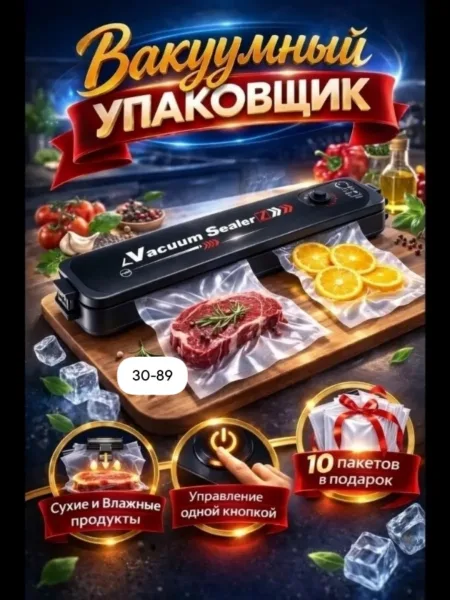 Вакуумный упаковщик, 10 пакетов в подарок — фото 25
