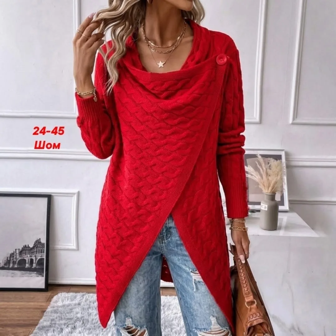 Женский вязаный свитер из мягкой вязки в популярном Вязка — фото 2