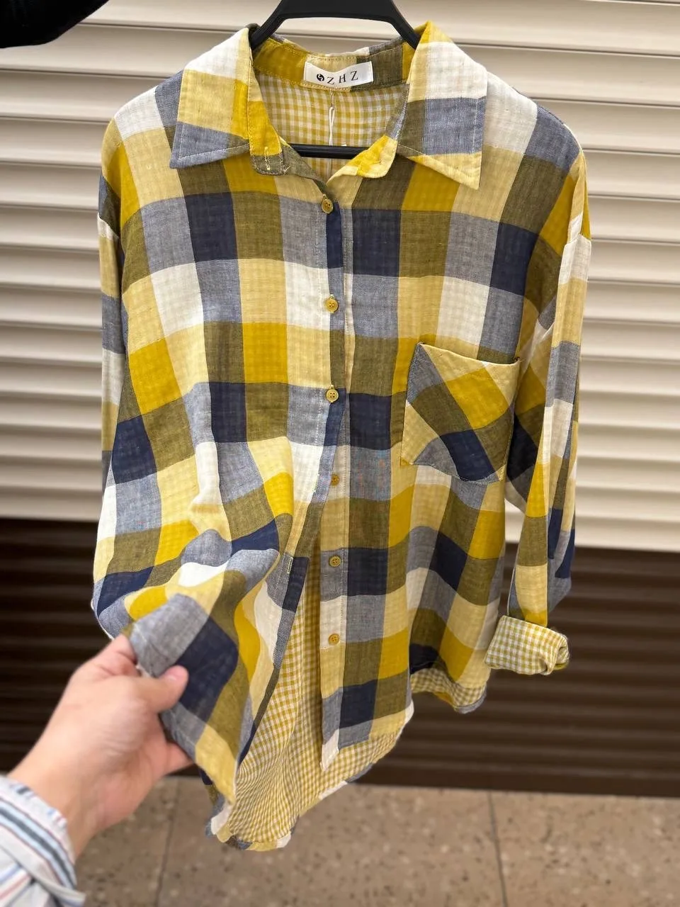 Рубашка женская в клетку — фото 1