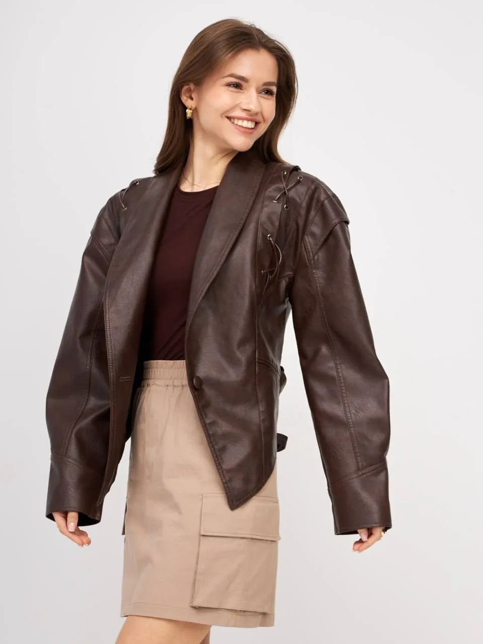 Куртка Стильная косуха в трех оттенках чёрная — фото 4