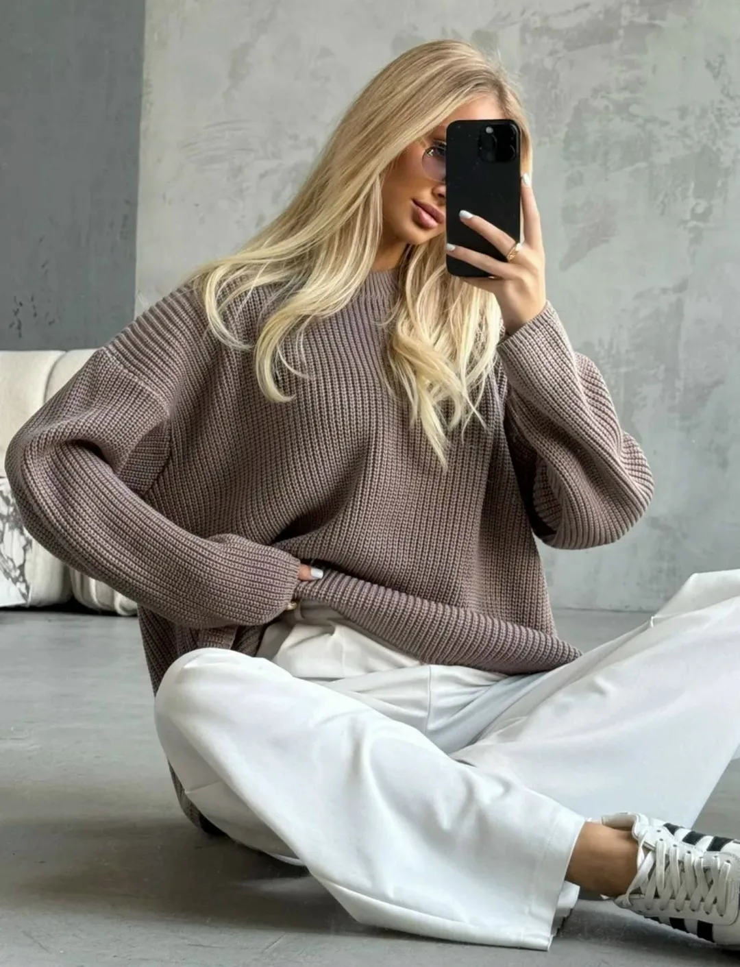 Свитер oversize из вязки — фото 1