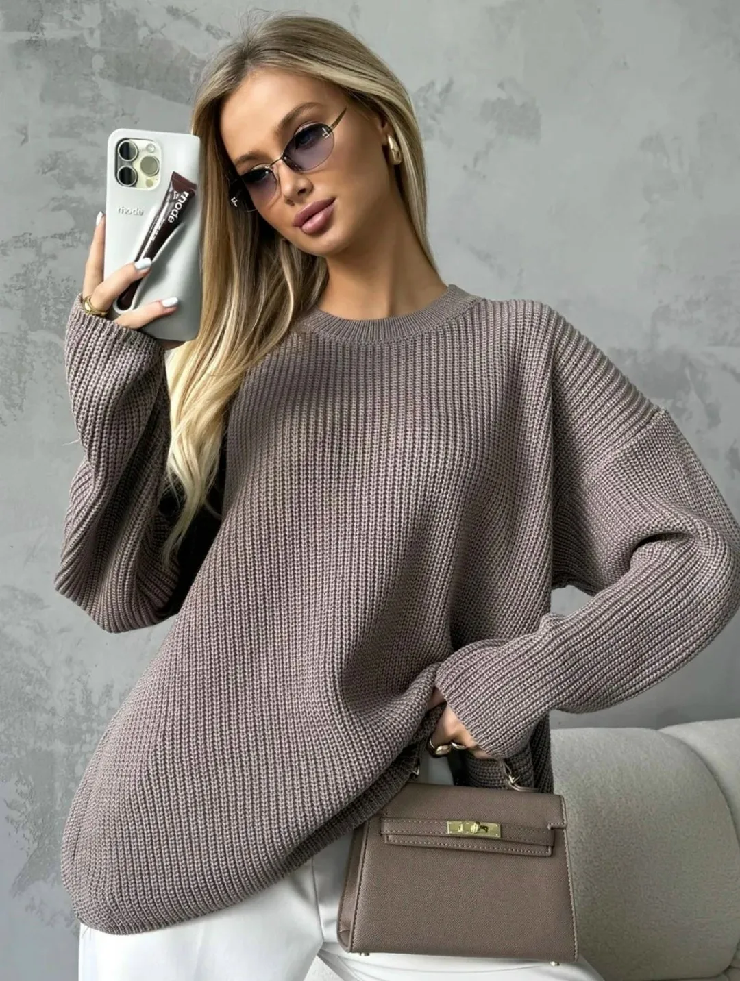 Свитер oversize из вязки — фото 2