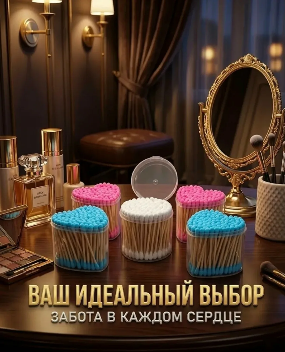 Ватные палочки набор в контейнере сердечко — фото 4