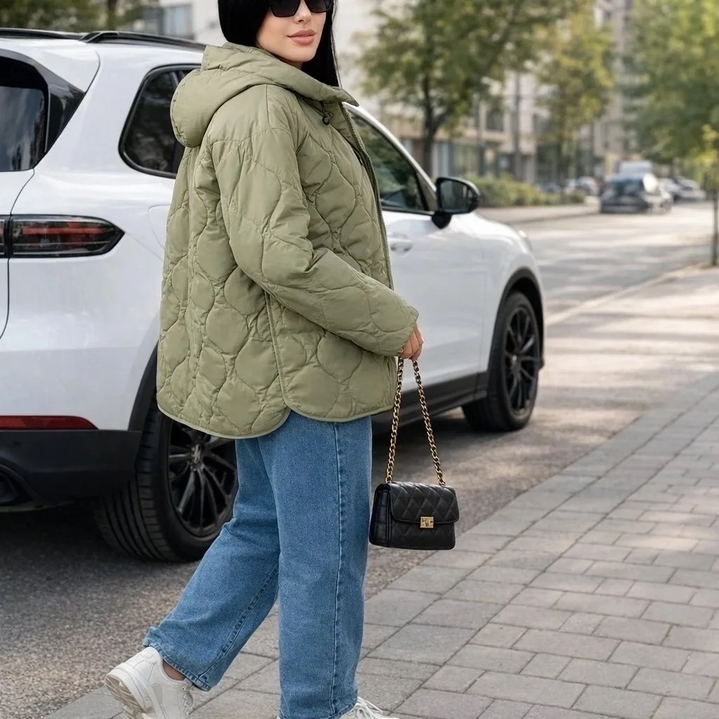 Сезон весна осень куртка средни длина на ромбик — фото 3