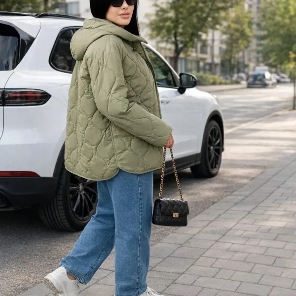 Сезон весна осень куртка средни длина на ромбик — фото 11