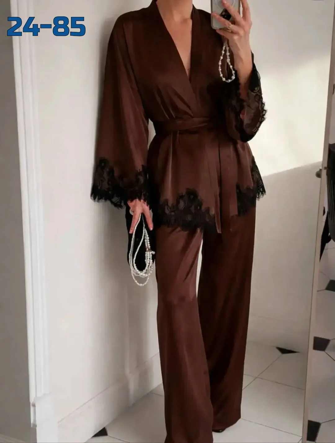Элегантный костюм из шёлка Armani с изысканным кружевом Белый — фото 1
