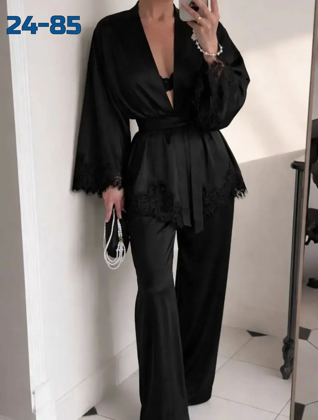 Элегантный костюм из шёлка Armani с изысканным кружевом Белый — фото 3