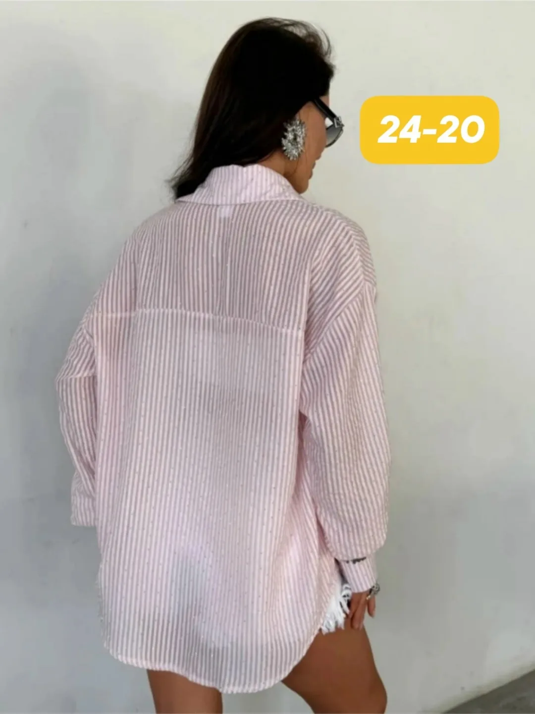 Рубашка с камушками Oversize — фото 6