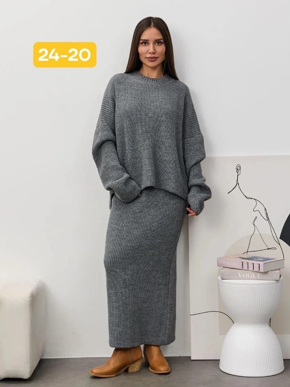 Мы предлагаем базовые, однотонный костюм-юбка которые сочетаются со всеми предметами ВЯЗНЫЕ — фото 3