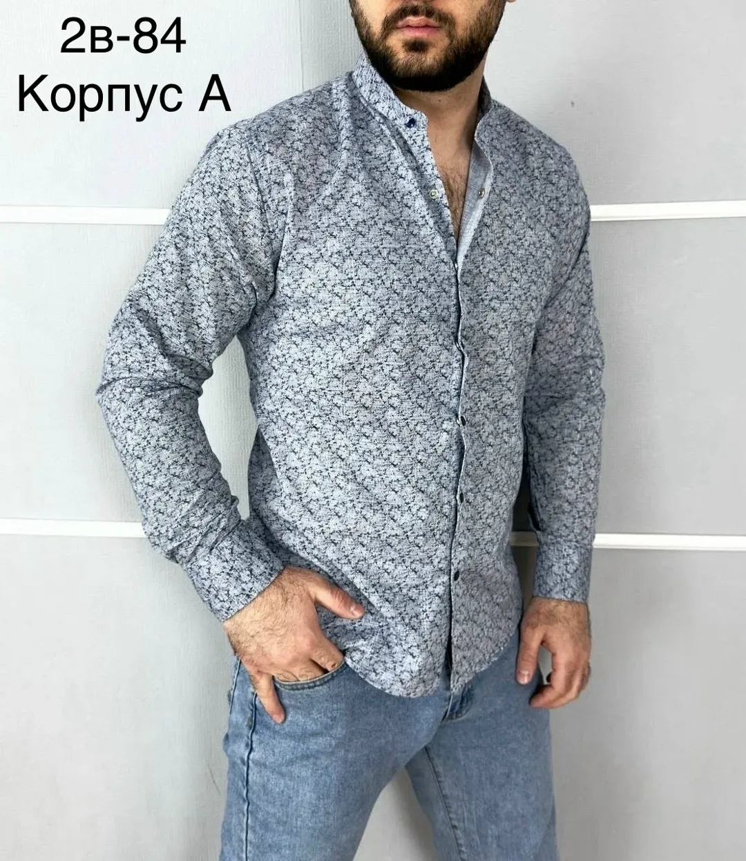 Рубашка длинные руками мужская Slim Fit — фото 3