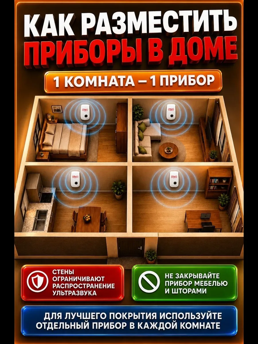 Ультразвуковой отпугиватель мышей и фумигатор от комаров — фото 13