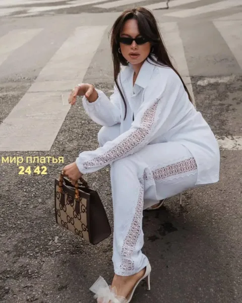 Костюм двойка универсальный посадка на любой фигуру Синий — фото 35