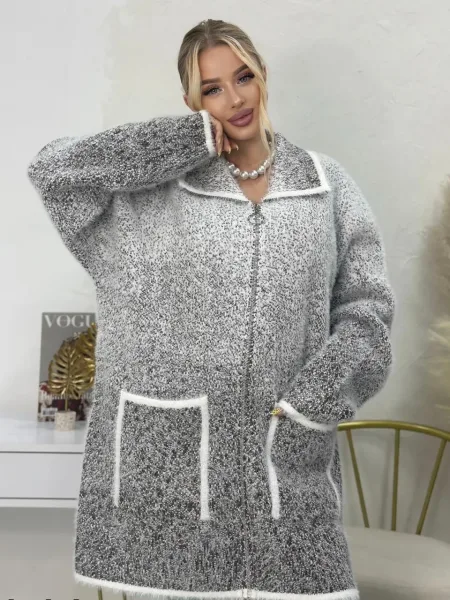 Кофта из смесовой ткани с добавлением кашемира и ангоры — фото 4