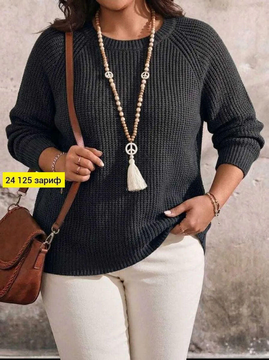 Женский вязаный свитер, теплый, oversize — фото 15